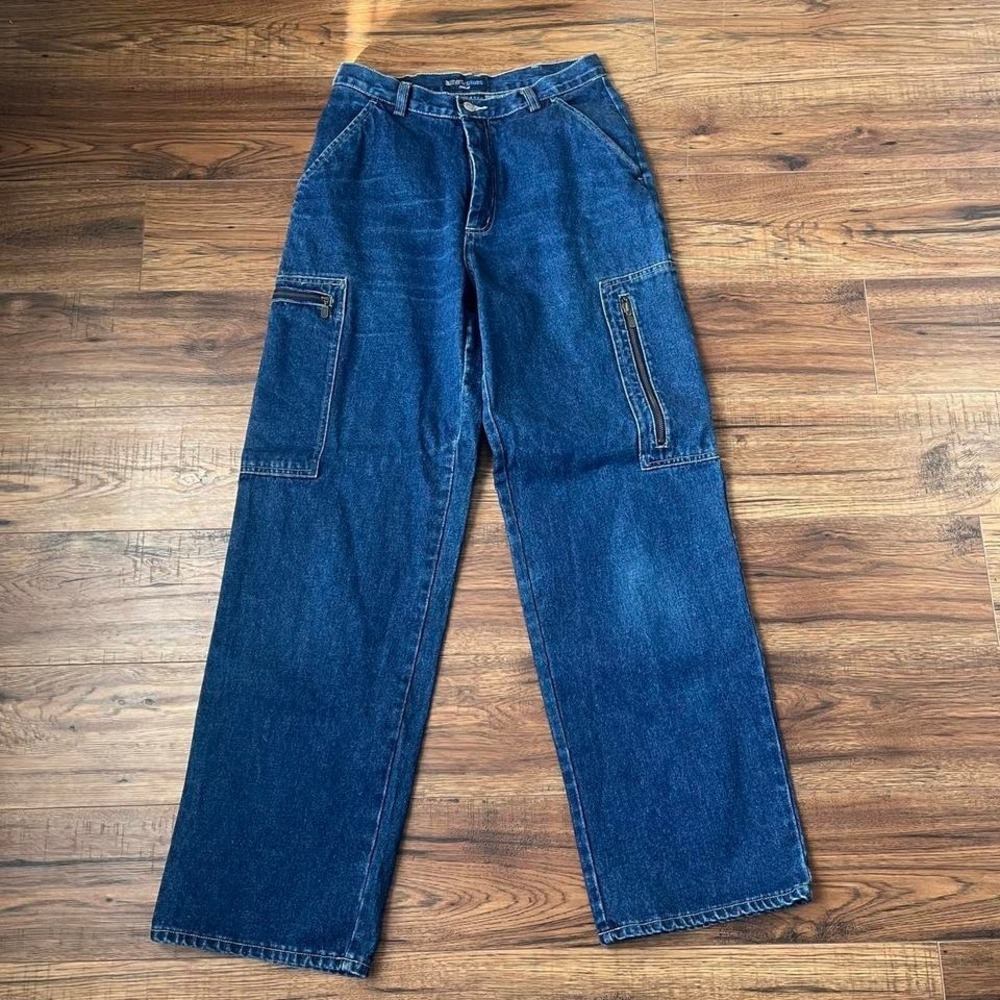 Vintage Authentic Blues Debim Cargo Wide Leg Baggy‎ Jeans Women 11 Y2K Skater
